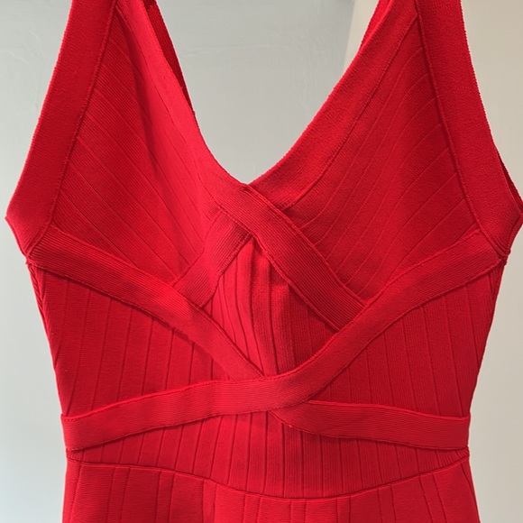 Guess Scarlet Red Sleeveless Bandage Fit and Flare Dress - Picture 2 of 8